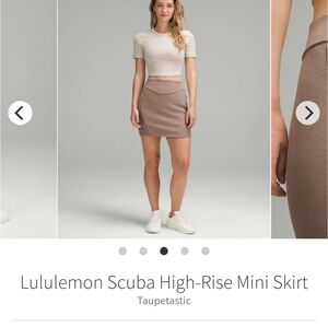 NWT Lululemon 🍋 Tan High Rise Scuba Mini Skirt